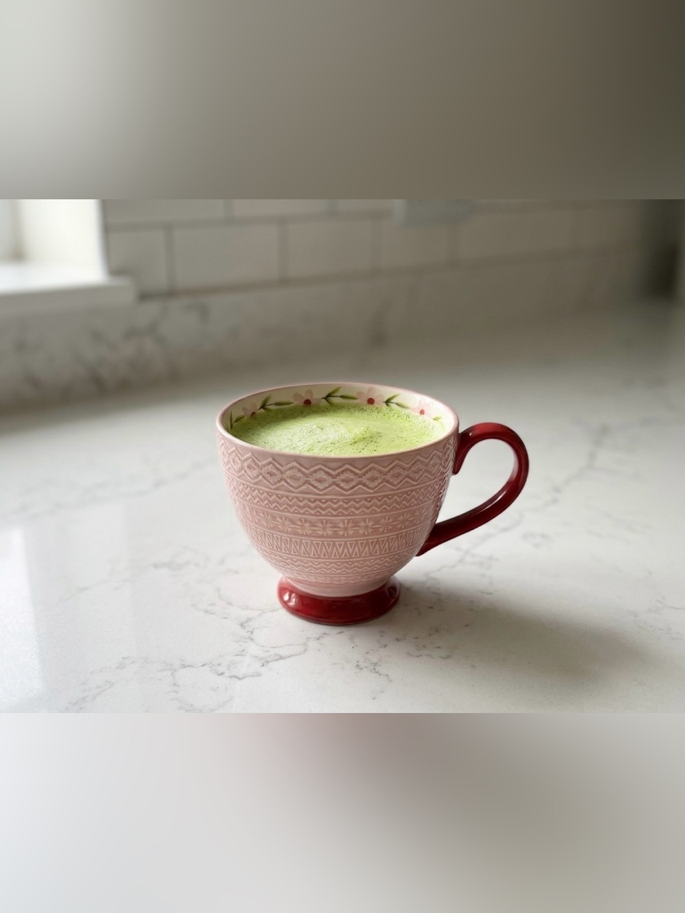 Pink Ceramic Latte Mug Potter's Studio Fair Isle Pattern Large Coffee Cup 14 oz - Picture 11 of 11